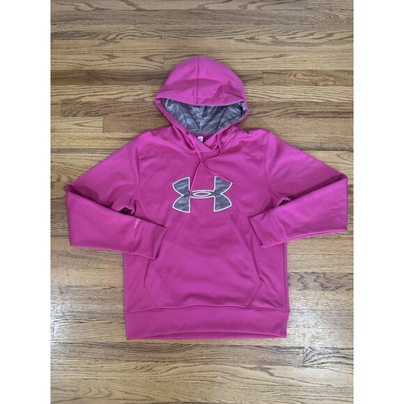 Under Armour Coldgear Storm Hoodie Womens Size Large Pink Camo Fleece - Picture 1 of 7